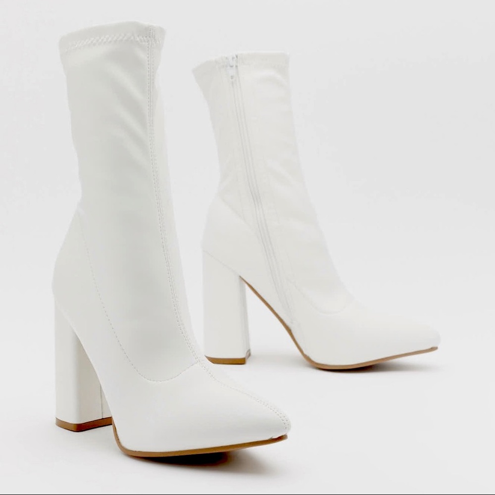 Nasty Gal - Pointed Faux Leather Sock Boots
